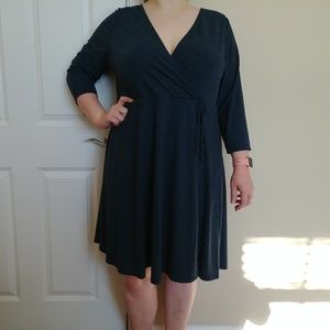 Torrid Dark Blue Jersey Knit Skater Dress V Neck